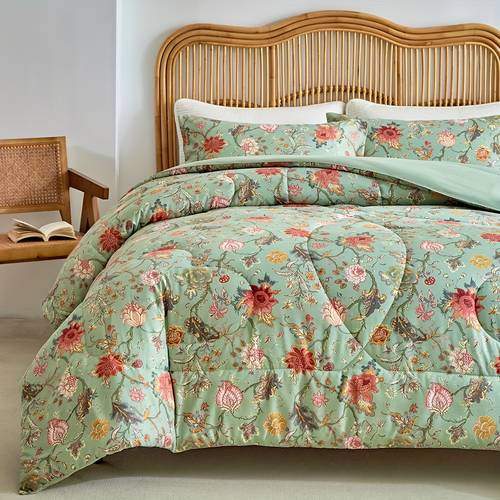 set copriletto 3 pezzi (1 copriletto e 2 federe), foglie , confortevole, biancheria da letto invernale per camera da letto, con cerniera e cinghie angolari, a ragazze, ragazzi,