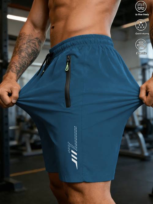 Men'S Athletic Shorts with Side Zipper Pockets, Breathable Quick-Dry Non-Stuffy, Suitable for Gym Training, Ourdoor Sports, Running