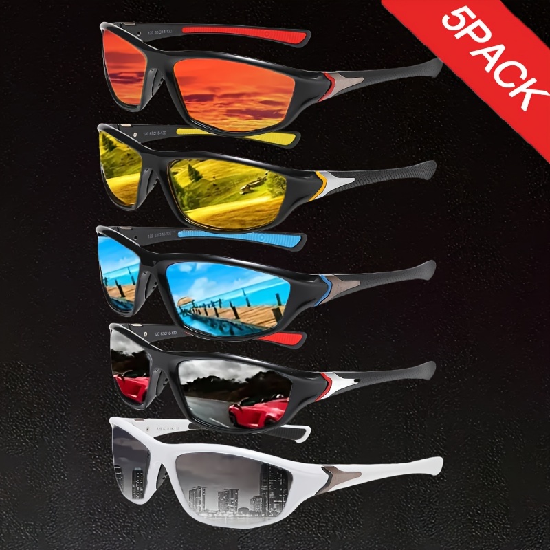 

5 Pairs Of Fashionable Polarized Sports Sunglasses And Sturdy - Driving, Cycling And Fishing.