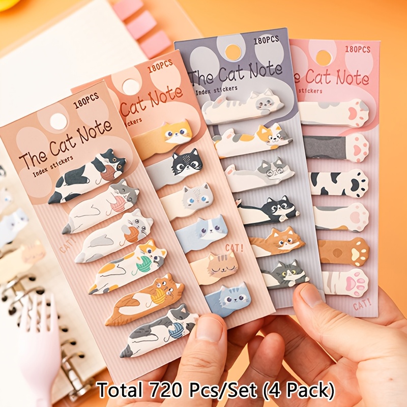 TEMU Kit de 720 notes autocollantes sur le thème des chats mignons, adaptées aux notes et mémos quotidiens et , bloc-notes à bandes détachables,