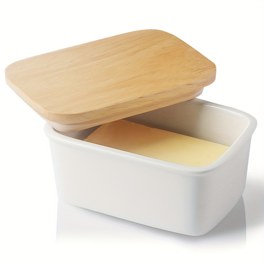 TEMU Ceramic Butter Dish With Lid For Countertop, Porcelain Butter With Knob Handle, Butter Container For /west Butter