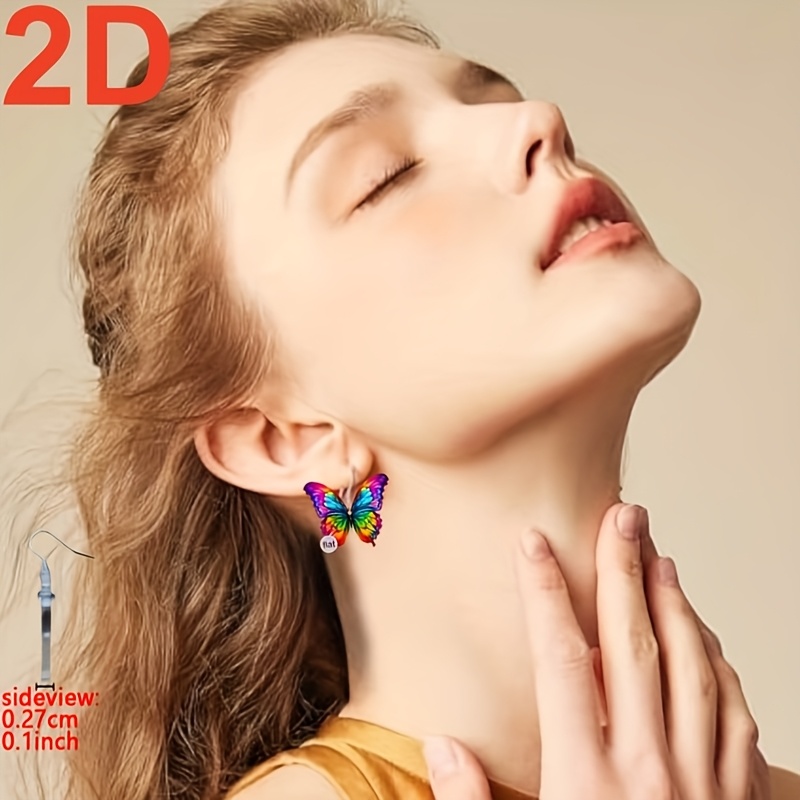 Valentine's Fun Multicolor Cartoon Butterfly Pendant Earrings