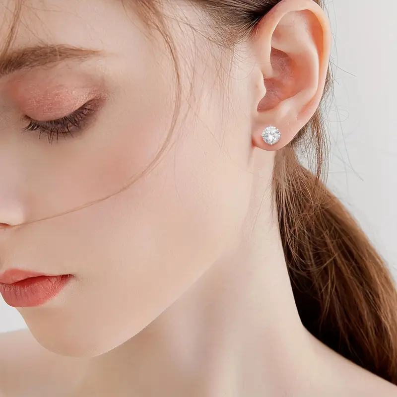 2pcs 2ct 2 moissanite stud earrings screw back 8mm 4ct s925 sterling silver     wedding birthday anniversary new year gift mothers day gift Product details 7