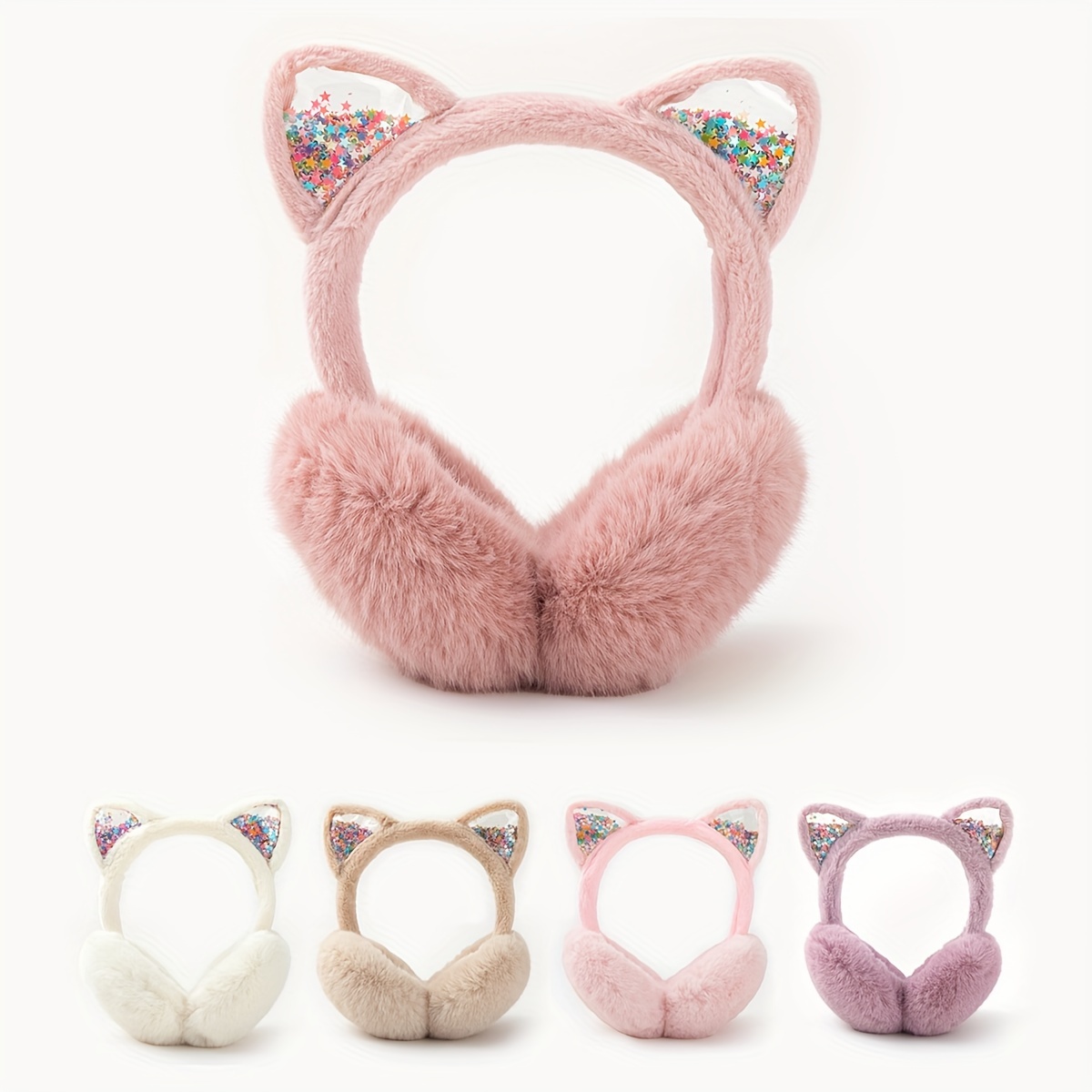 

Cat Ear Headphones: Soft Fur With Sparkly Ears -