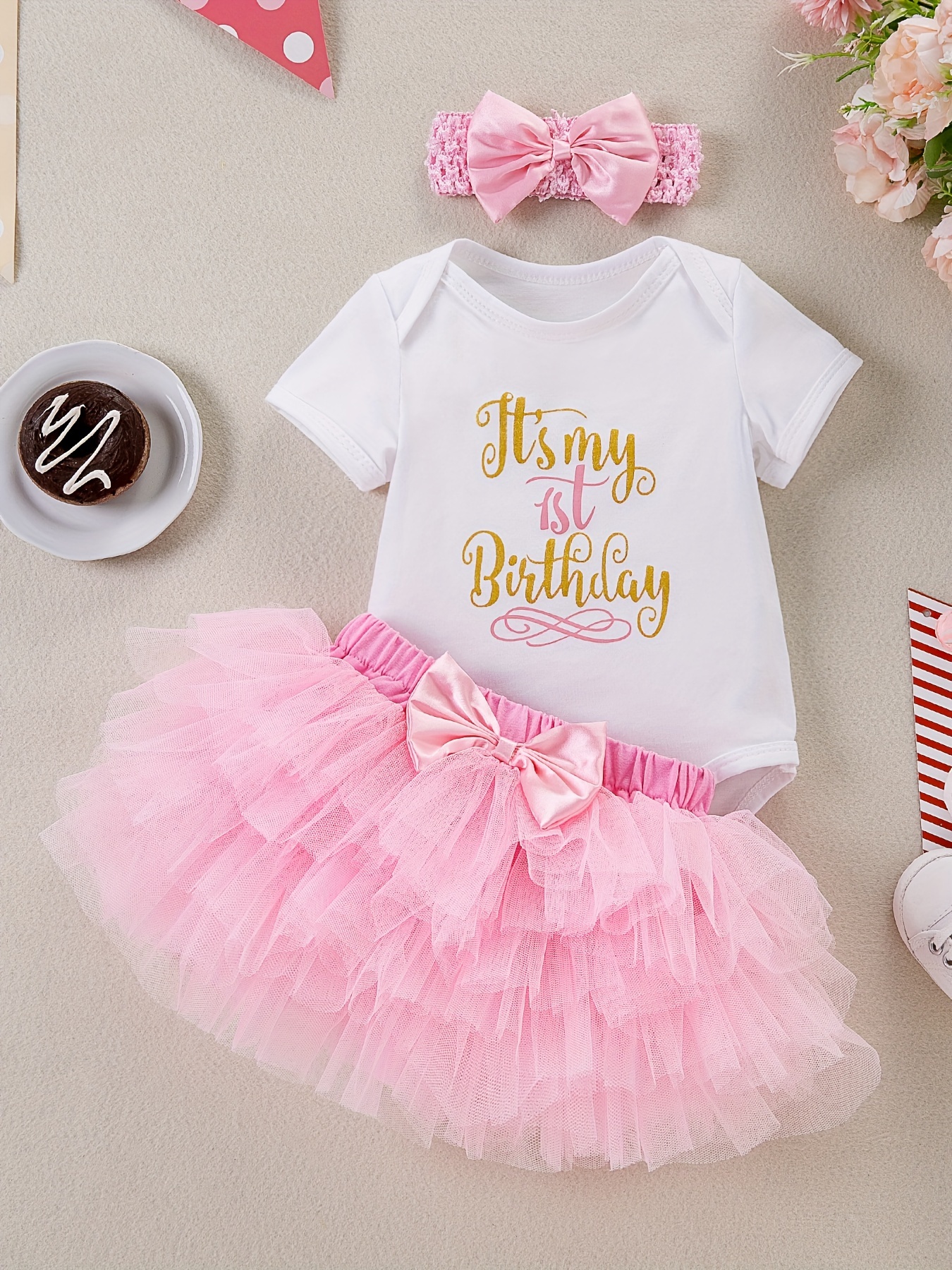 blue dress for baby girl Half Birthday Outfit - Coral Pink and Gold Glitter - embellished petti main image 0