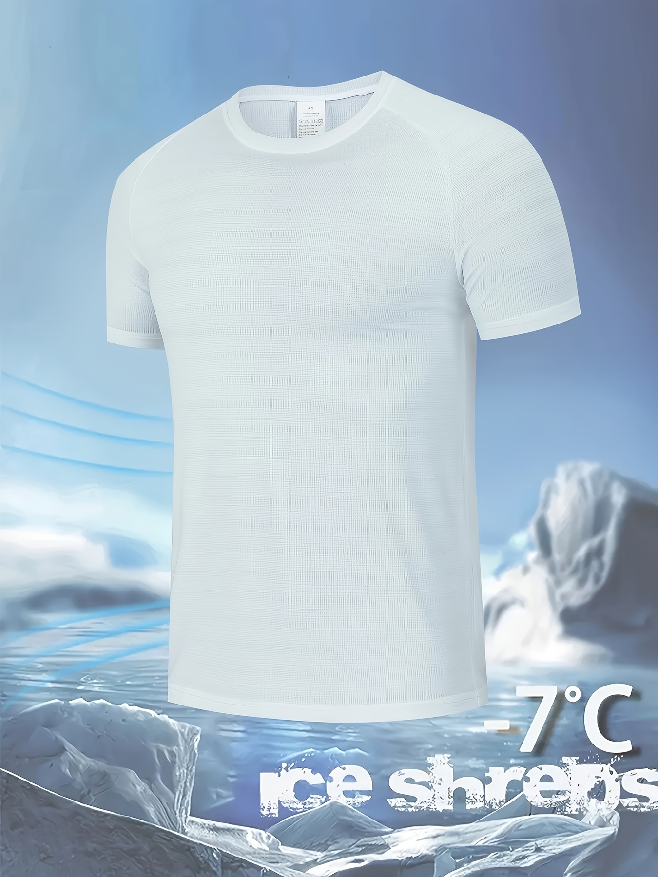 1pc Men's Ice Sliky Fiber T-Shirt with -7? Ice Feel Technology, Moisture-Wicking Quick-Dry High Elasticity Fabric, Breathable Gradient Mesh Design for Sports & Casual Wear - Black, All-Season Round Neck Short Sleeve Tee, Summer Activewear, Moisturewicking Fabric, High Elasticity Shirt