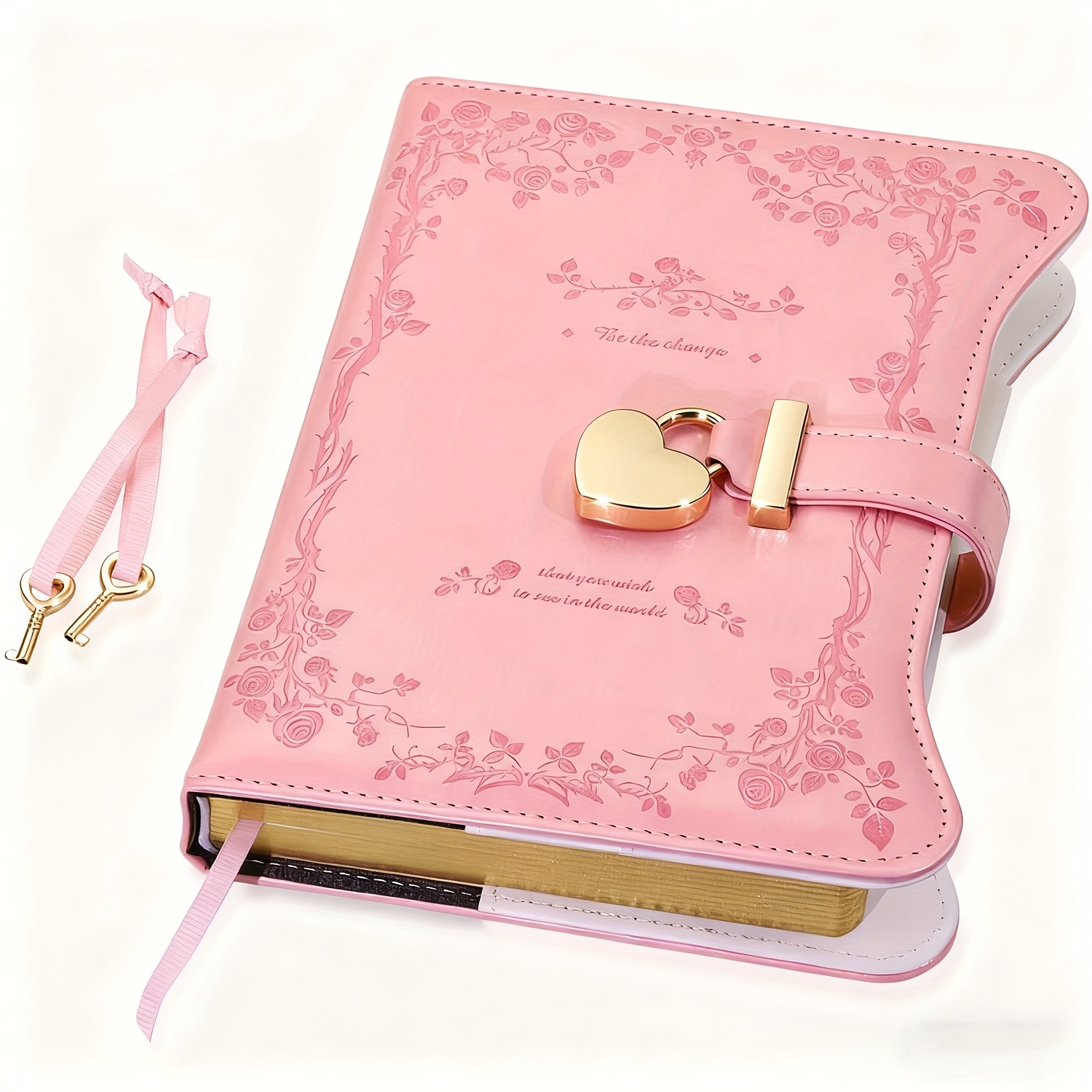 Diary With Lock And Keys For Girls Gift Ideas, 360 Golden Pages Journal For Women, B6 Refillable Notebook For Writing