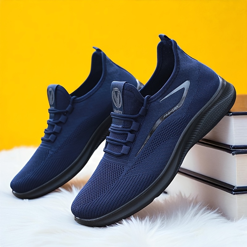 2025 mens breathable knit casual sneakers slip soft sole running shoes