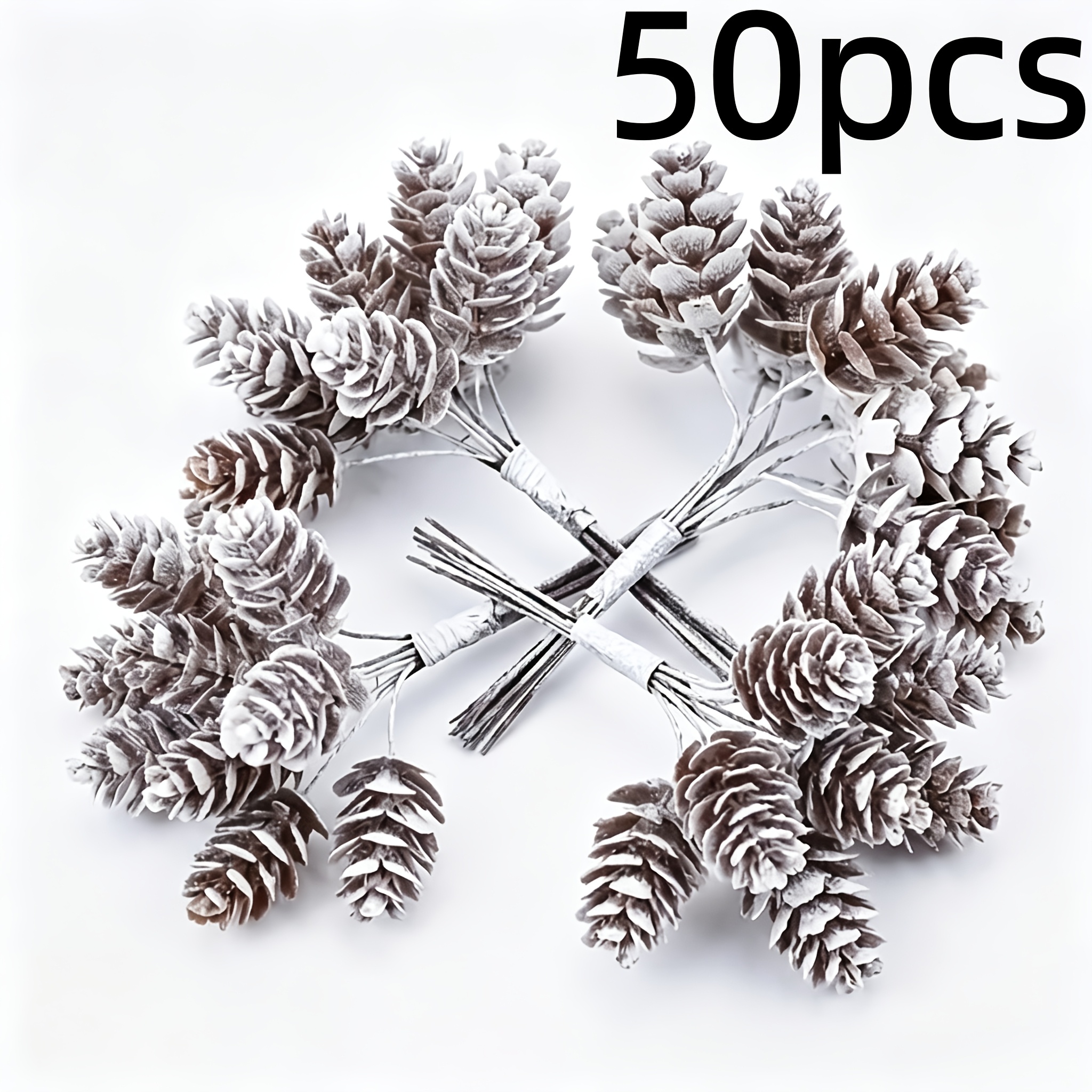 TEMU 50pcs Ramo de Piñas Artificiales de Simulación Creativa - Ideal para Decorar Coronas, y el Hogar, Decoración de Fiestas, Adornos de de Pino para