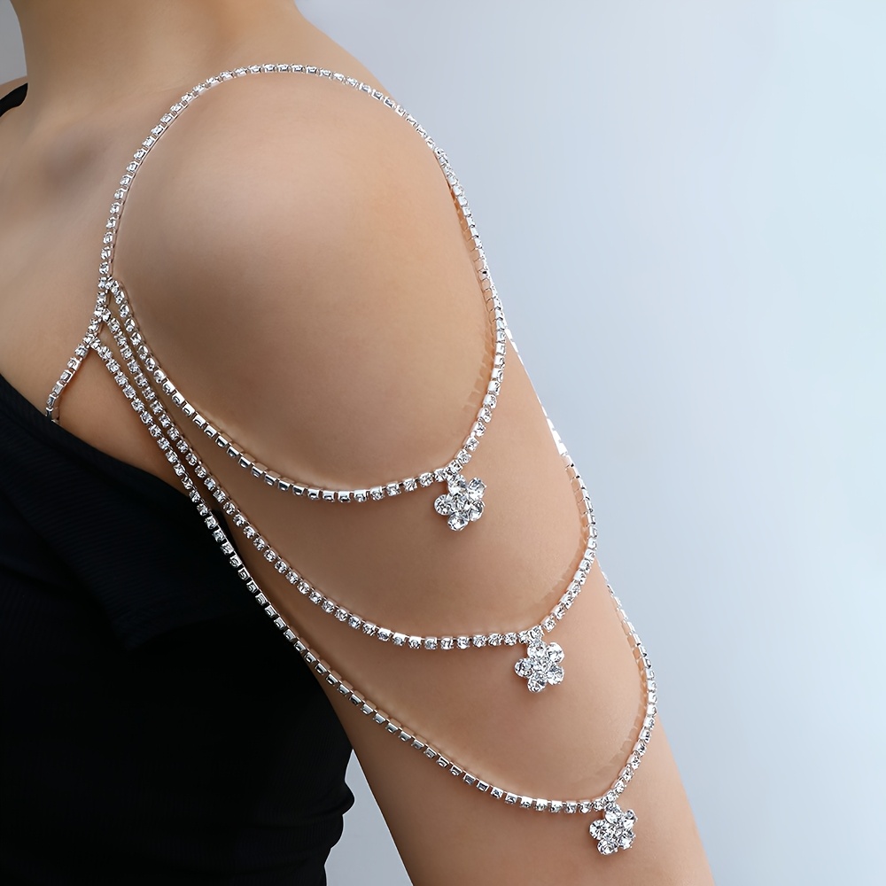Elegant Multi-Layer Floral Shoulder Chain, Bridal Accessory
