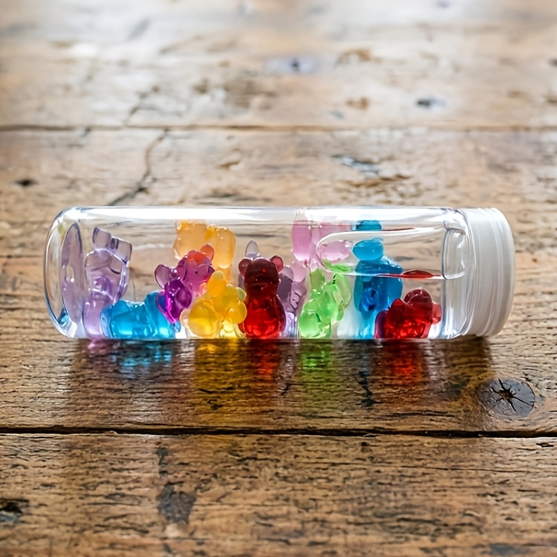 Multi-Coloured Reusable Clear Transparent Sensory Bottles with Round Cap Lids