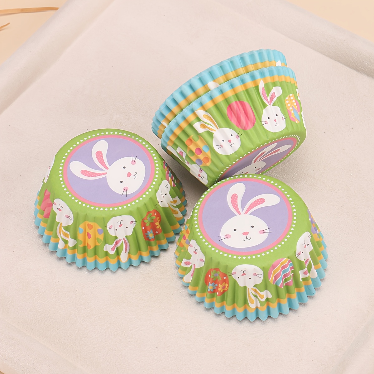 100 Easter Design Cake Paper Holders, Party Cake Paper Cups, Suitable For Easter