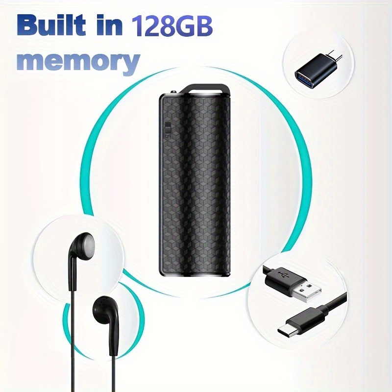 Digital Voice Recorder with Ultra-long 1000H Continuous Recording, Voice-Activated & Magnetic 128G