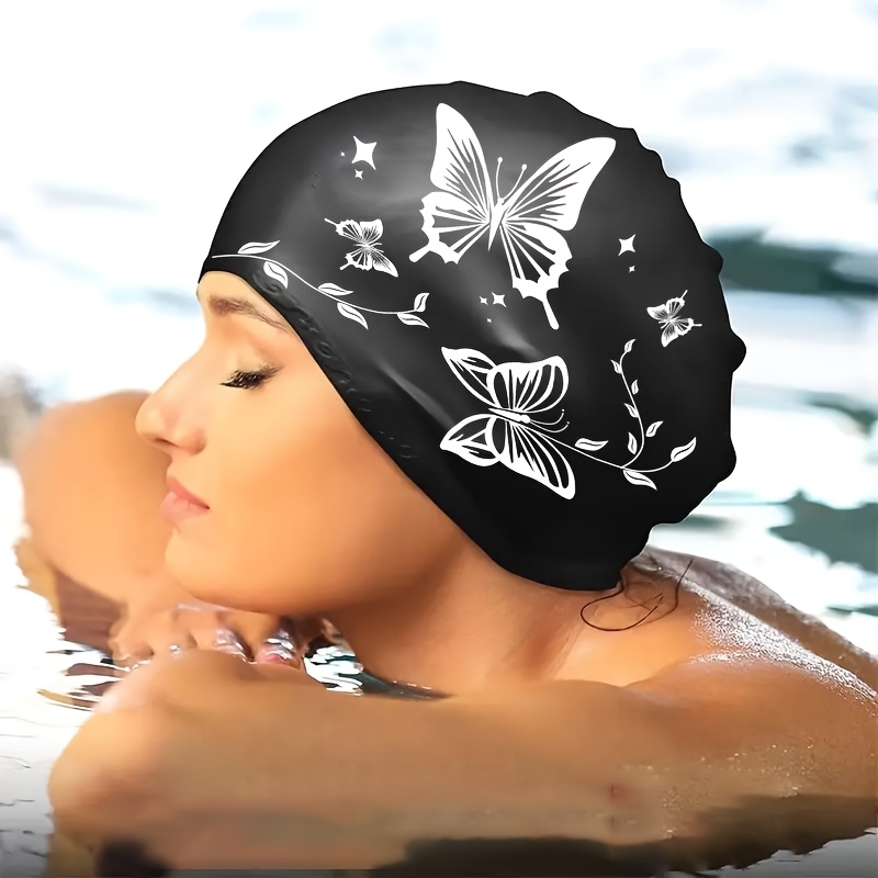 Image of Unisex Silicone Swim Cap, Soft And Non-constricting, Suitable For Long And Short Hair, Hair Dry, Easy To Remove. In Multiple Colors.