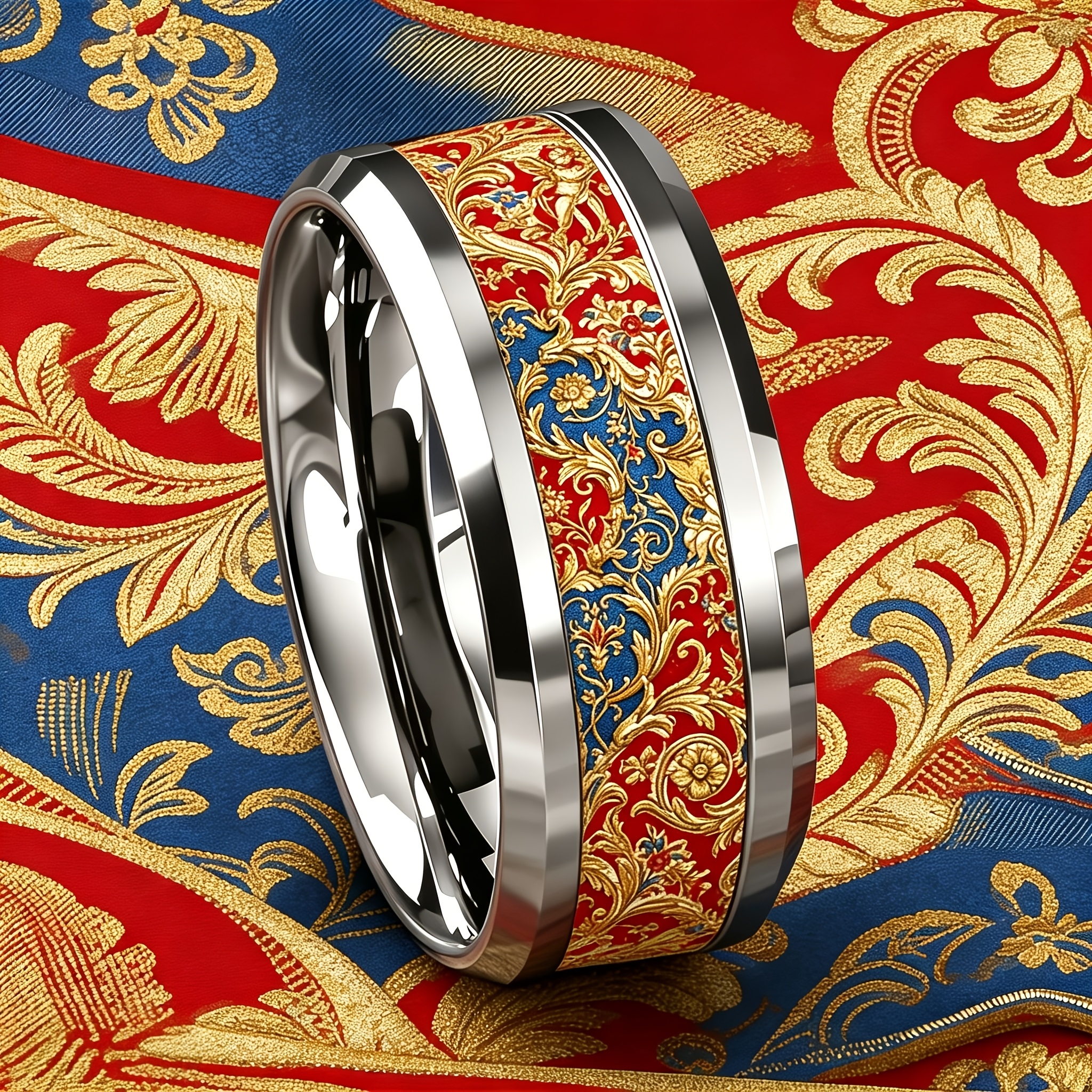 Vintage Baroque Style Stainless Steel Ring, Luxurious