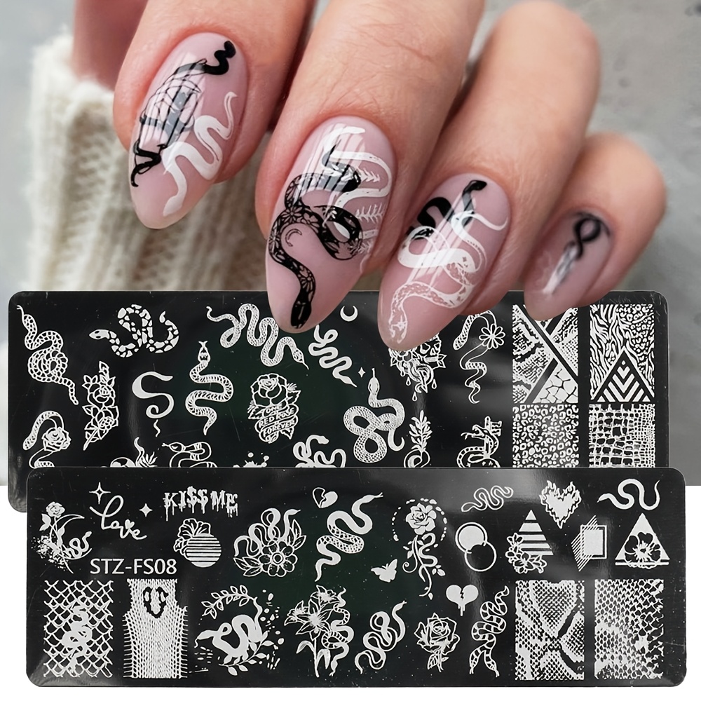 

Ensemble de 2 plaques d'apposition en acier inoxydable pour des ongles SWEET TREND, de et de fleurs, stencil de design d'ongles non parfumé pour les fournitures de manucure et de salon d'ongles DIY