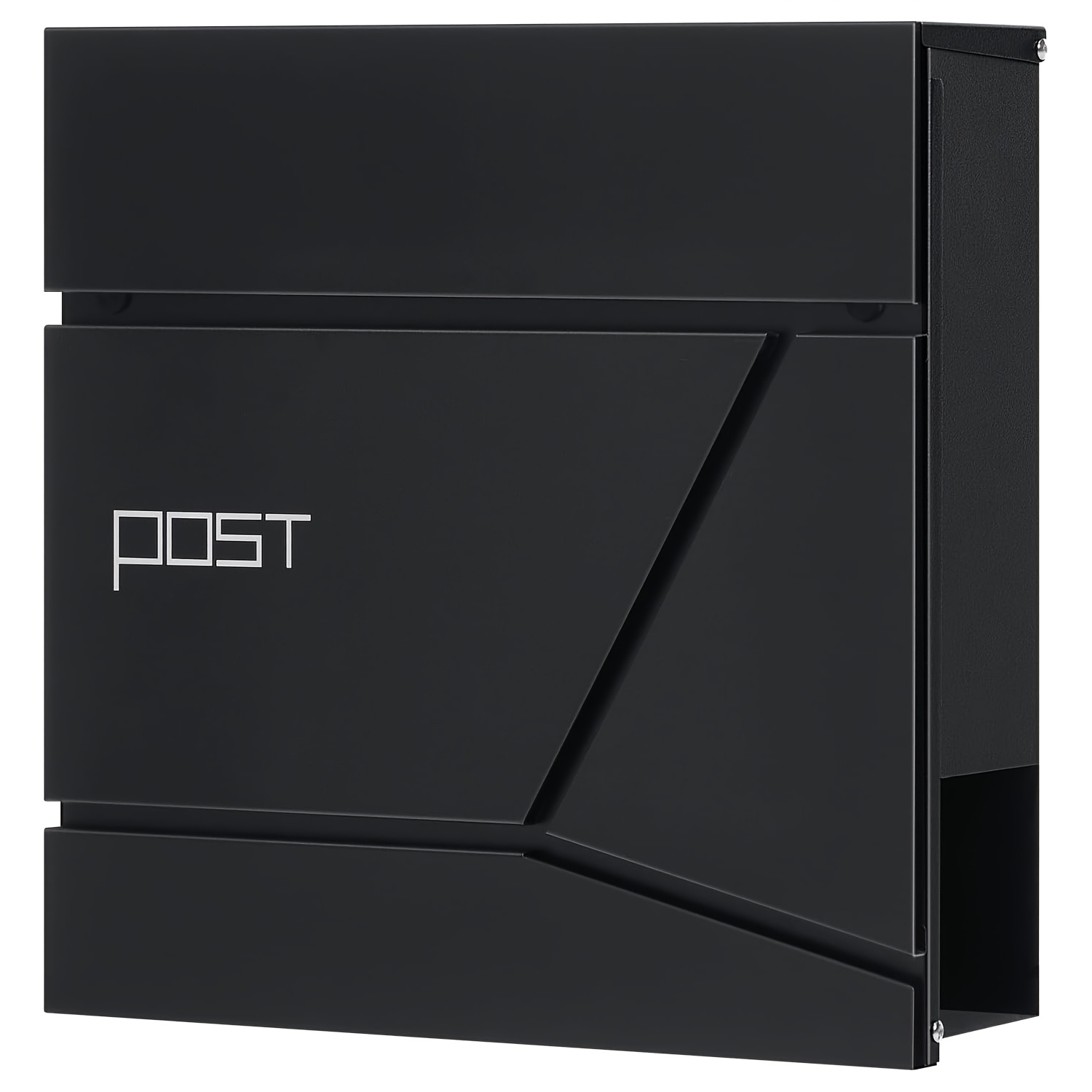 Image of Single Letterbox Featuring A Compartment For Newspapers, Equipped With A Lock And . This Wall-mounted Letter Box Has A Hinged Lid And Boasts A In And White, Measuring 37 X 37 X 10.5 Cm