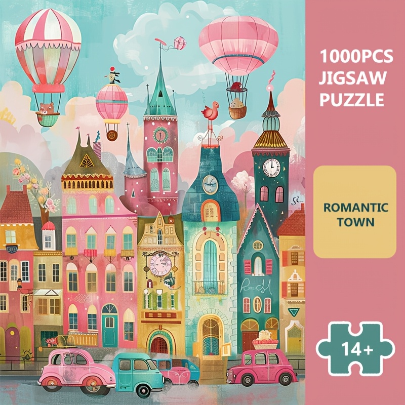 

Romantic Town - 1000pcs, Vibrant Cartoon-style For Adults, Home Decor & Ideal Holiday Gift, 27.6" X 19.7, Paintogn, Cute