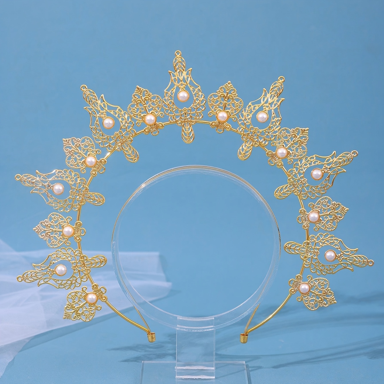 TEMU 1pc Vintage Baroque Style , Metal Headband With Dangling Accents, Elegant Bridal Hair Accessory, Suitable For Weddings And Formal Occasions