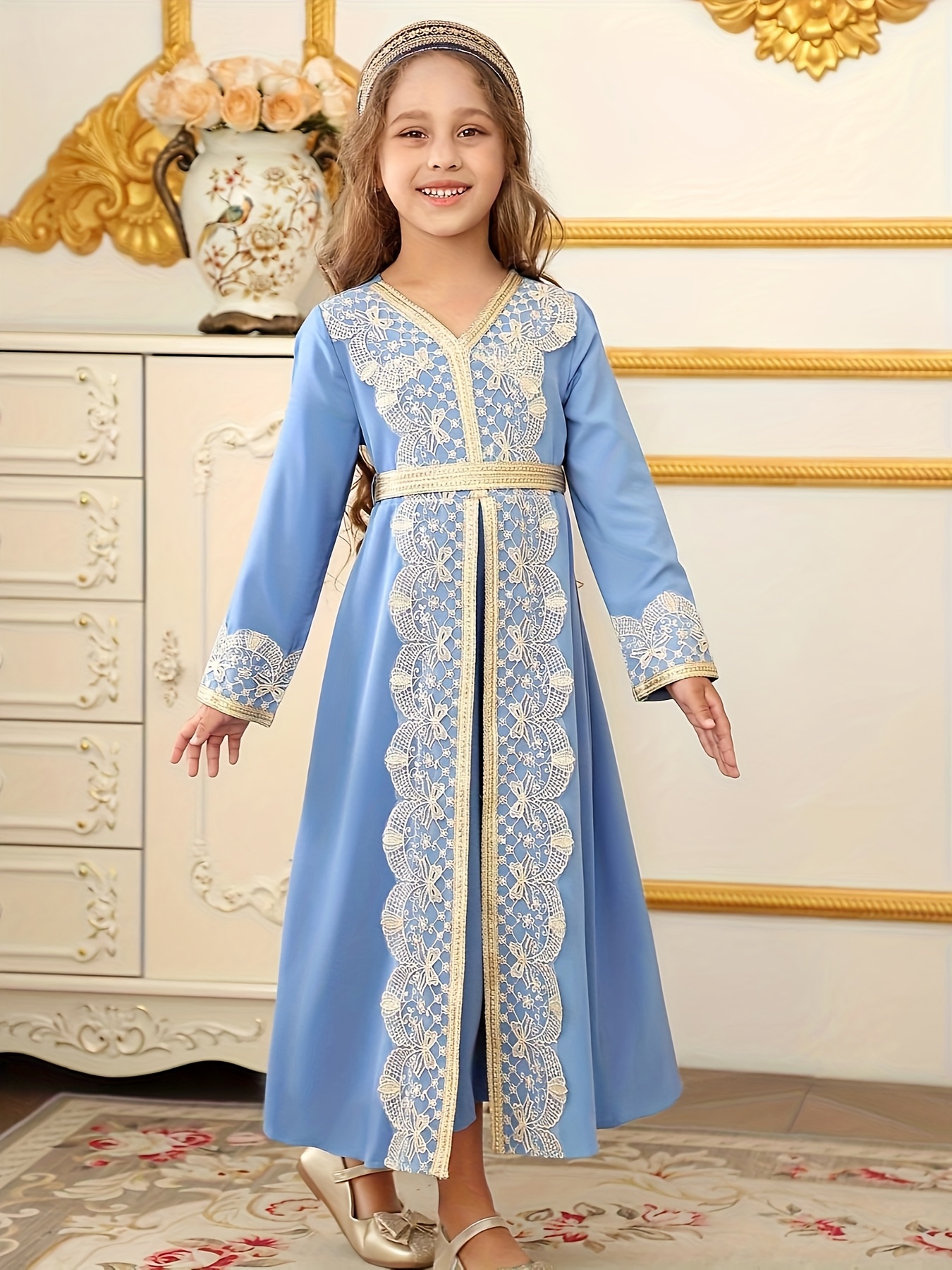 Moroccan Ethnic Dress Lace Muslim Dubai Dress Islamic Wedding Ramadan  Festival