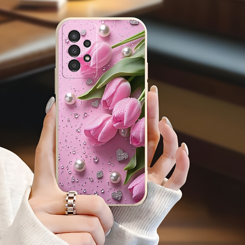 TEMU Pink Romantic Fashion Print Phone Case For Galaxy S25 Edge S24 S23 S21 Fe S22 A56 A55 A54 A53 A52s A52 A36 A35 A34 A33 A32 A26 A25 A24 A23 A22