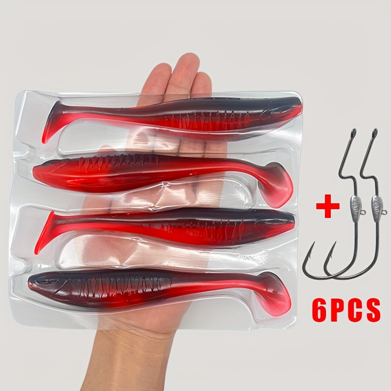E-shop 6 Stück Super Große Weiche Köder 14cm/18.5G Schwingender Schwanz T TPE Fake Bait Road Sub-Lure Angelzubehör Süßwasser Meer Anwendbarer Köder