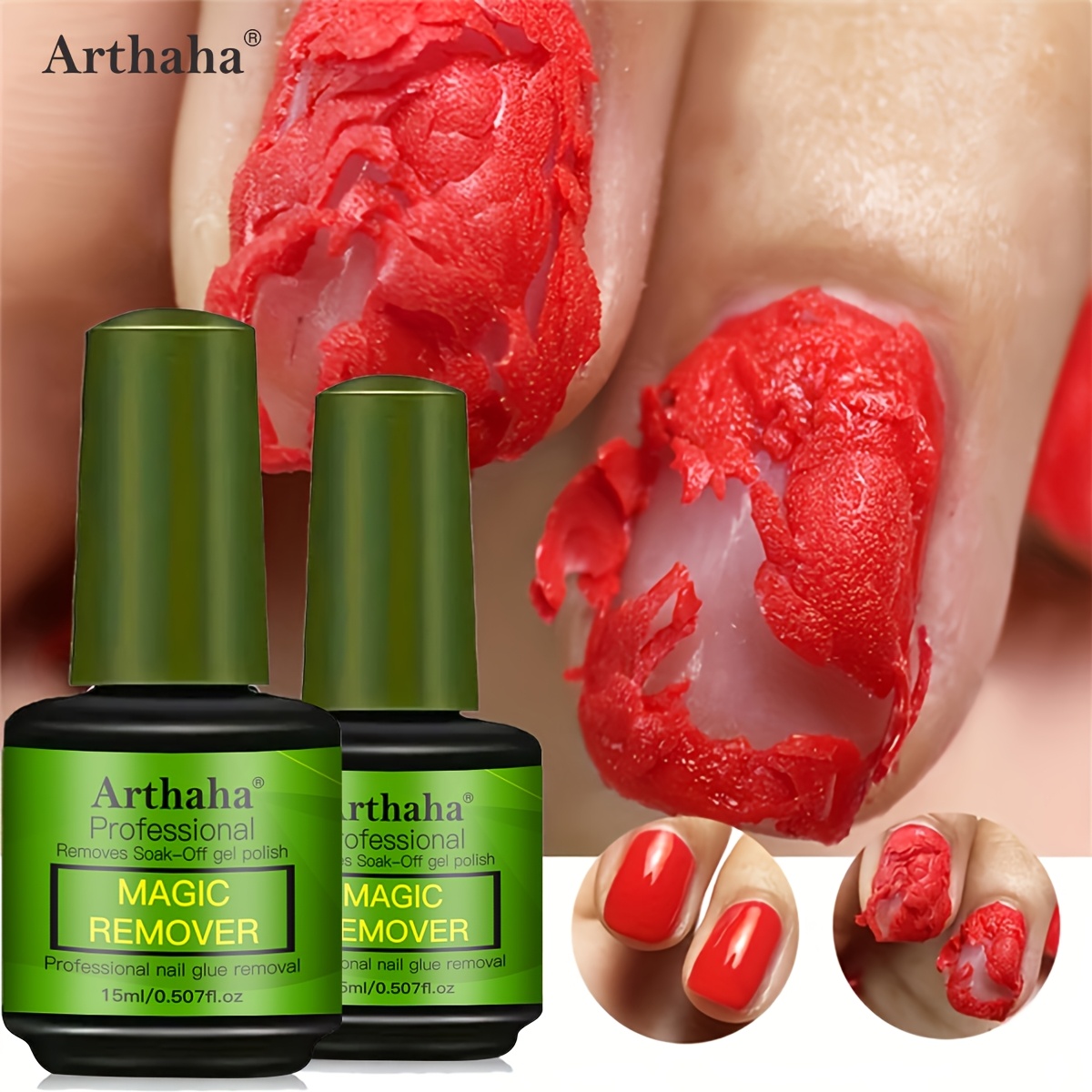 2pcs/set 0.507oz Magic Remover Set Nail Gel Polish Remover Kit Gel Polish Semi Permanent Varnish Polish Manicure Tools