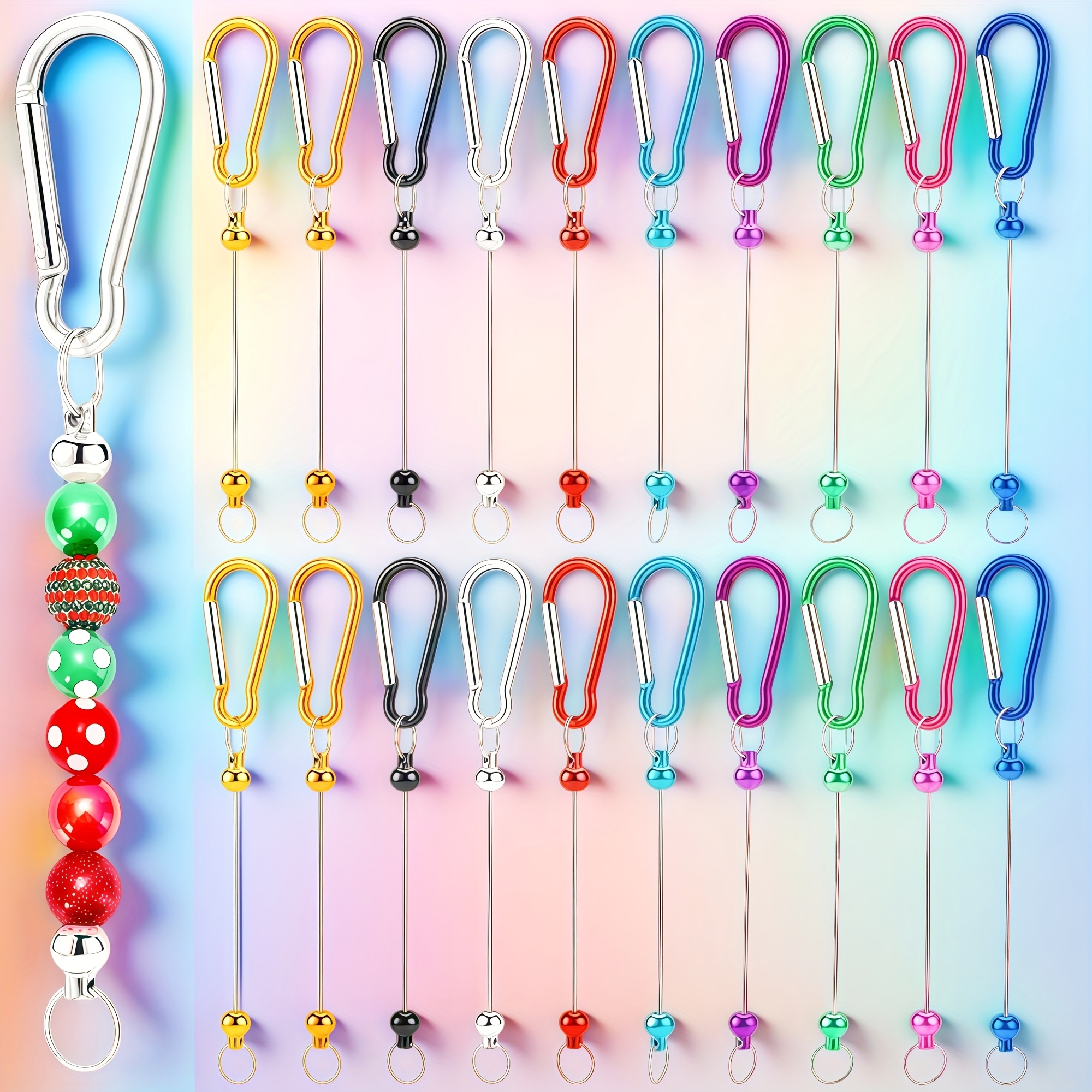 TEMU 20pcs Selling Key Chain Outdoor Leisure Accessories Carabiner With Random Beads