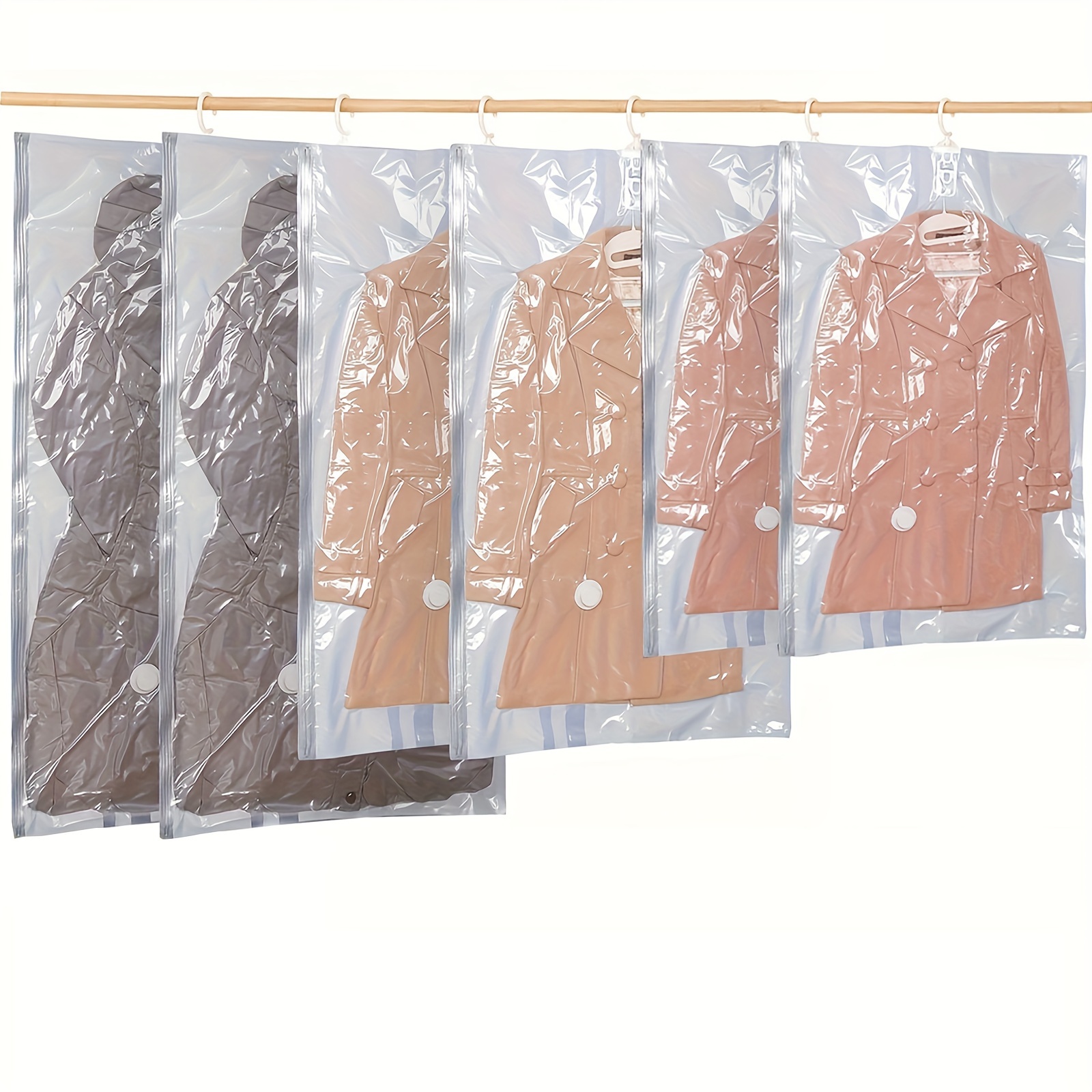 

Set Of 5 Hanging Vacuum Storage Bags, New Vacuum-sealed Bags For Winter Clothing, Ideal For Organizing And Storing Coats, Suits, Jackets, And Down Jackets.