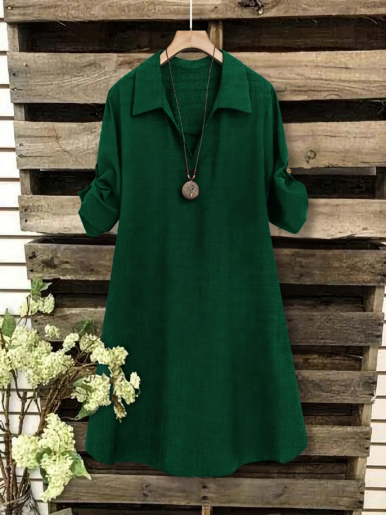 plus size, plus size women's dress with collar cardigan wash denim dress |  Today's Deals | Temu