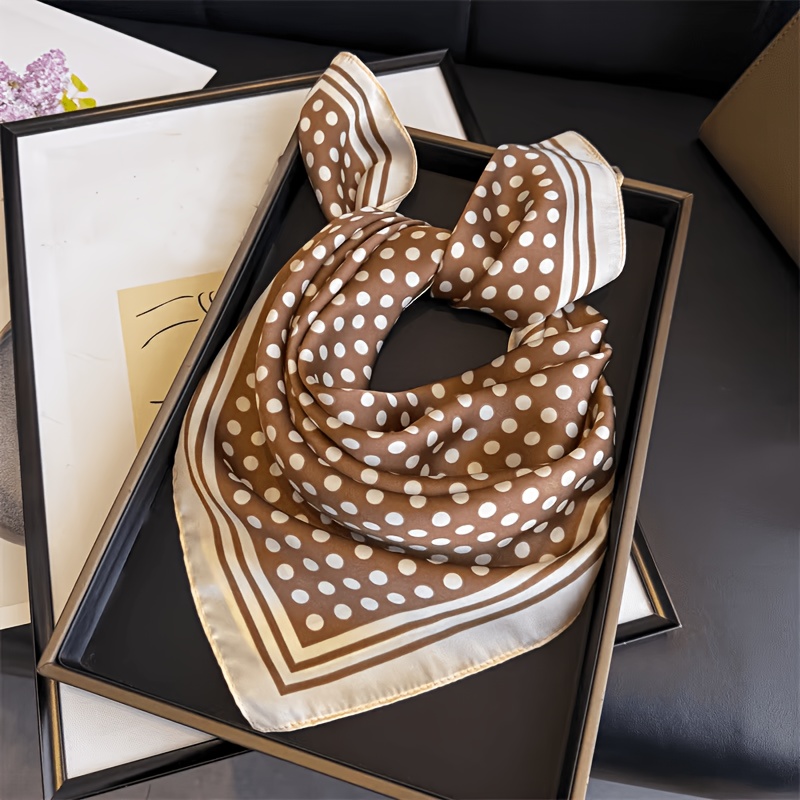 TEMU 2026 New Polka Dot Pattern Women' Scarf, 27.5 Inches, Smooth And Soft Texture, Multi-functional Use