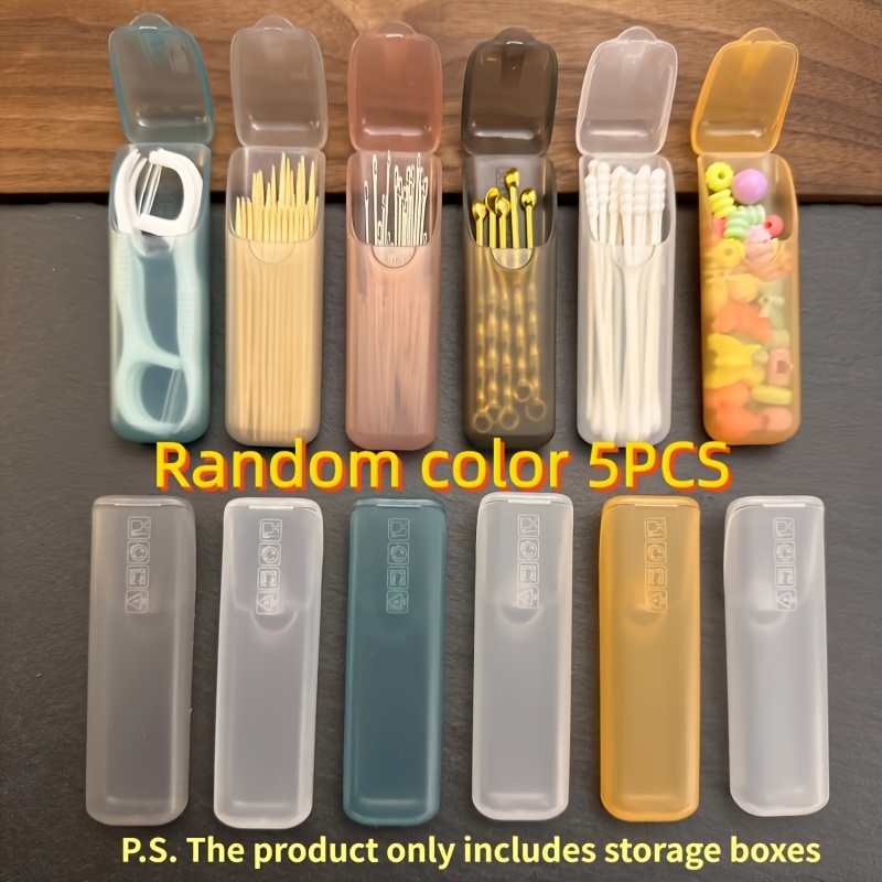 TEMU 5 pezzi Organizer Portatile per Stuzzicadenti e Tamponi (Colori Casuali) - Design Antipolvere con , Facile da , Previene la Contaminazione, per