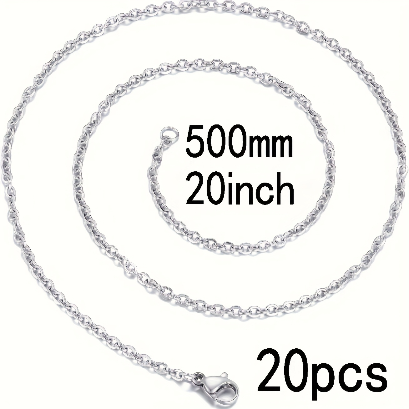 E-shop 20 Stück 1,5 mm Titanstahl Halskettenkette mit Karabinerverschluss - Edelstahl Schmuckherstellungszubehör, geeignet für DIY Schmuckherstellung,