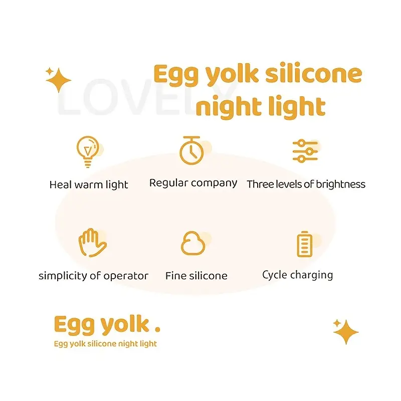 adorable egg yolk night light with 3 brightness levels usb rechargeable for bedroom living room or study perfect gift for birthdays christmas best for christmas Product details 3