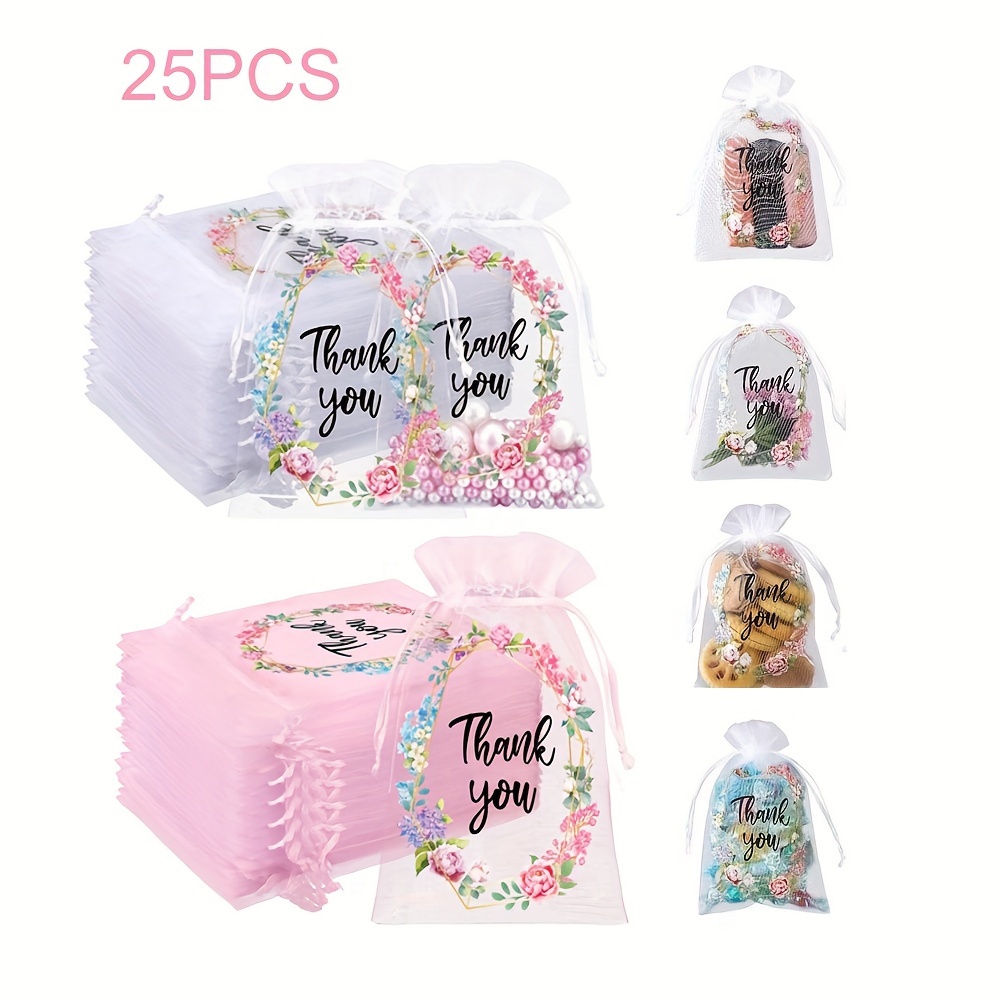 

25pcs Sacs Cadeaux en Organza à Cordon, Pochettes à Bijoux pour Mariage, Noël, Fête d'Adolescence - Couleurs Mélangées, 3.9"x5.9