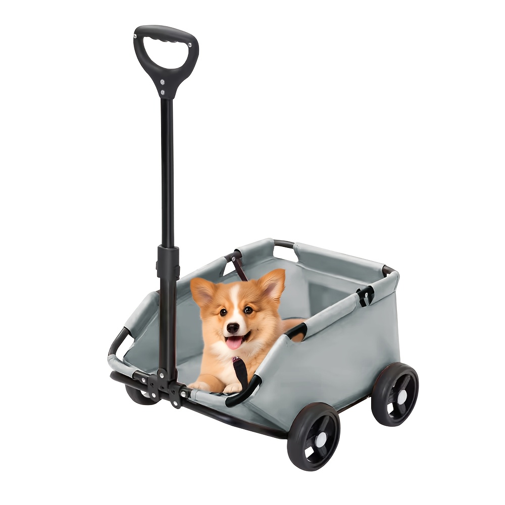 TEMU Dog Stroller For Pets, Featuring , A Portable Design, Suitable For Cats And Dogs, And Other Small Animals, Measuring 51x35x31cm, In Gray Color