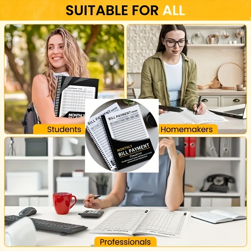 48-Month Bill Organizer & Budget Planner Notebook - Monthly Financial Tracker with Expense Sheets, Payment Log, and Savings Overview - Durable Paper English Version for Students, Professionals, and Home Makers, Bill Tracker Notebook