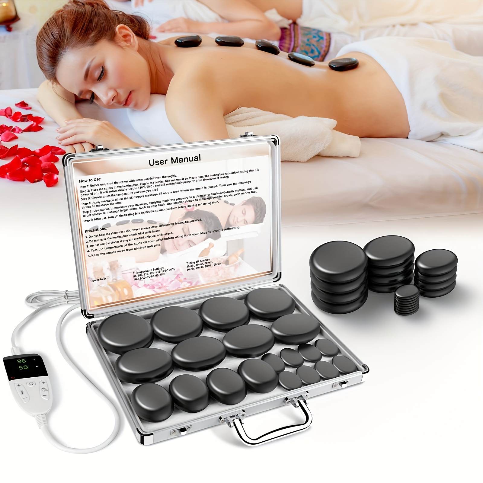 hot stones massage set temperature adjustment 20pcs hot - Temu