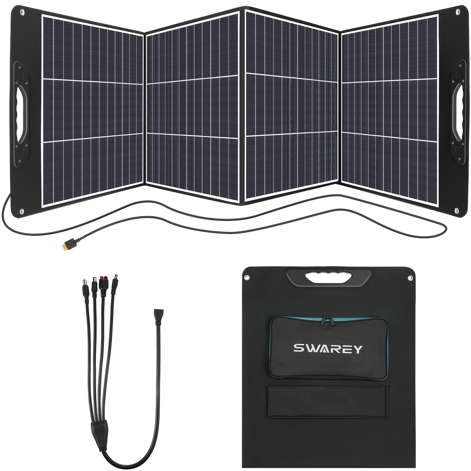 Swarey Foldable Solar Panel 200 W Portable Solar Panel With 18 V Output, Type-c Pd 18 W, Usb Qc 3.0, Etfe Monocrystalline Solar Panel For Power Station, Solar Generator, Camping, Garden, Laptop