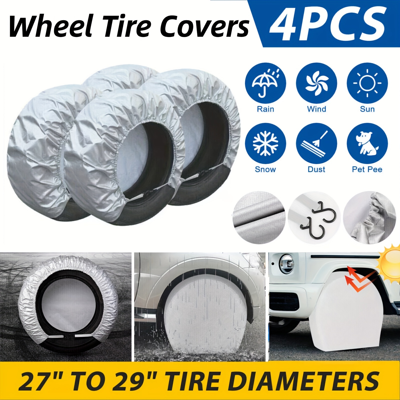 

4pcs Tire , Set, 27"- 29" Trucks Trailers Campers Suv Accessories