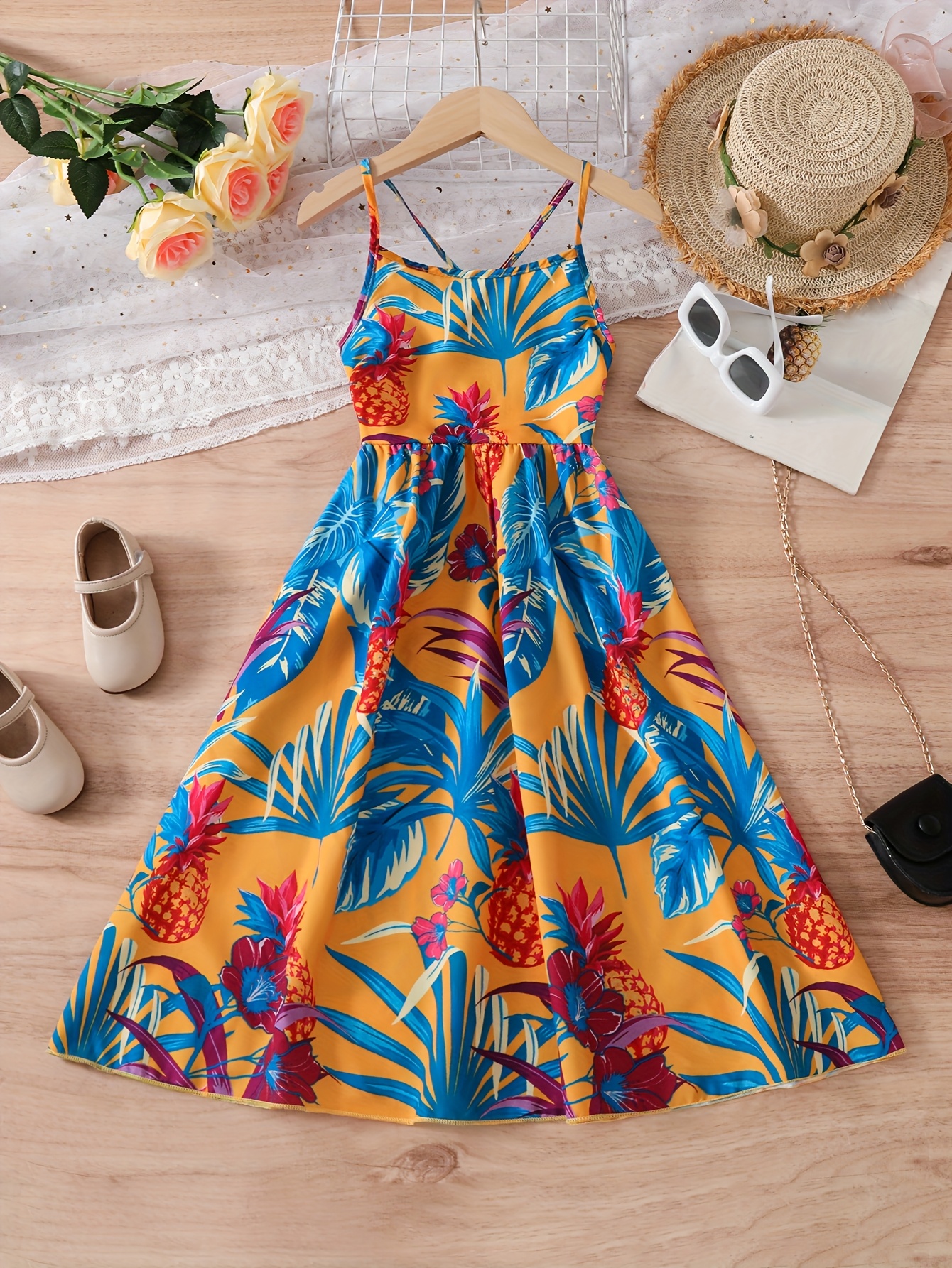 ladies tropical dress Tropical Resort Cami Floral Dress with Pockets - Clearance Final Sale