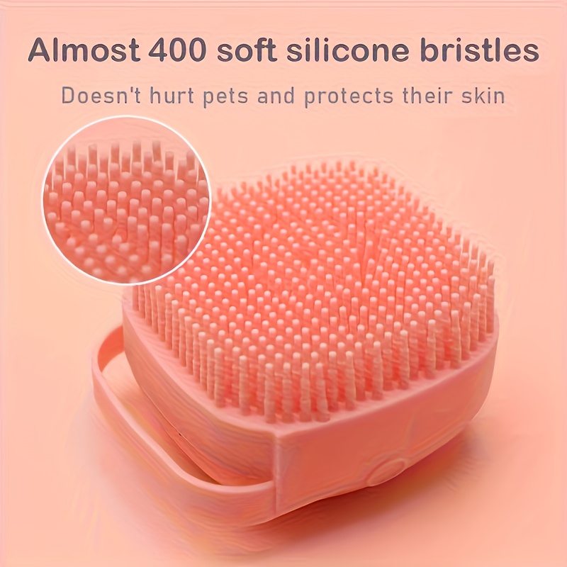 TEMU 1pc Silicone Pet Shampoo Brush With Storage - Gentle Massage Grooming Tool For , Built-in Shampoo Dispenser, Ergonomic Handle, Shedding Hair