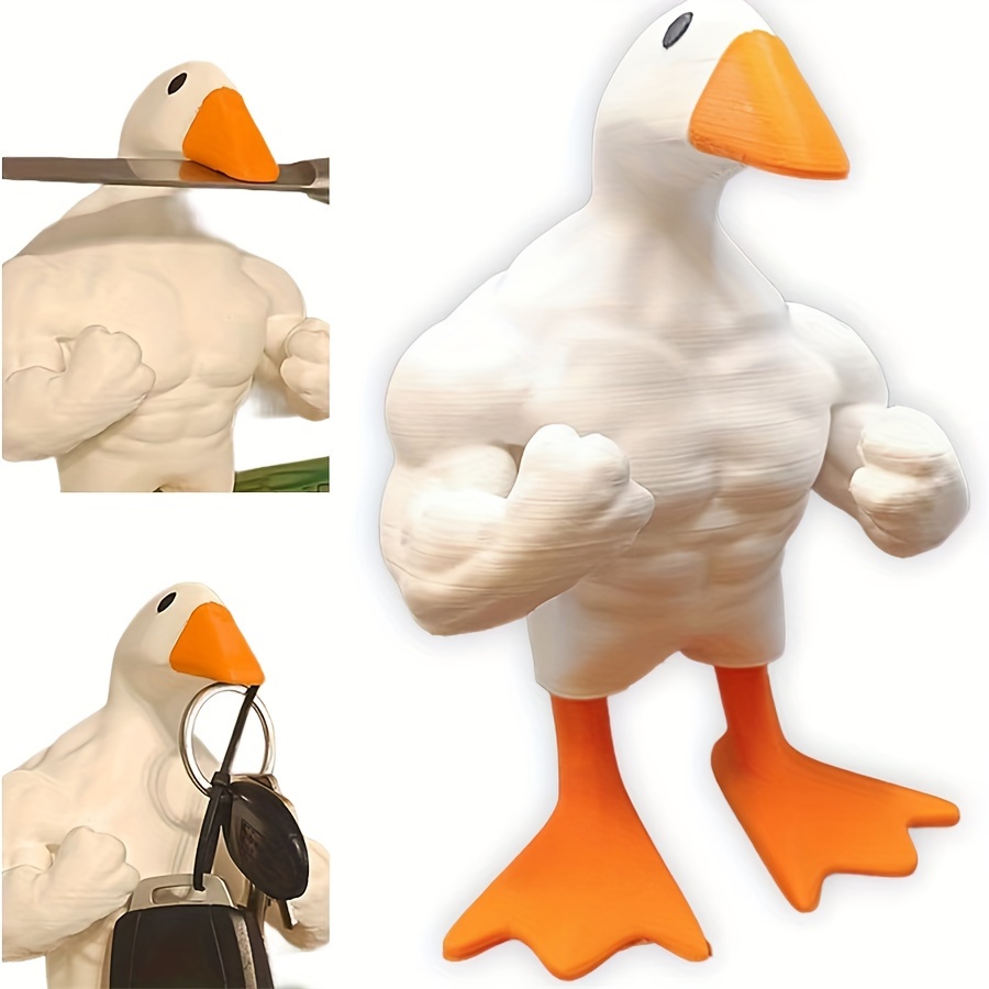 

1pc Muscle Duck Figurine, Resin Strong Cartoon Duck Statue, 3d Novelty Desk Decor, Quirky & Fun Home Ornament, Ideal For Christmas Birthday Gifts & Party Favors