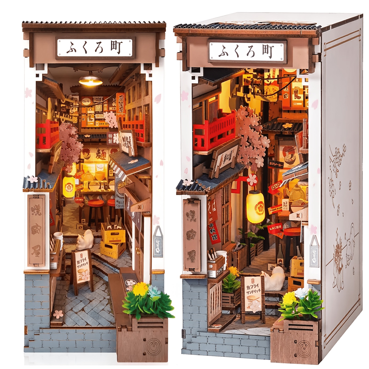 TEMU Robotime 3d Wooden Puzzle Diy Book Nook Building - Miniature House Model With Wood, Bookends Suitable For & Teens 14+, Creative Diorama Craft