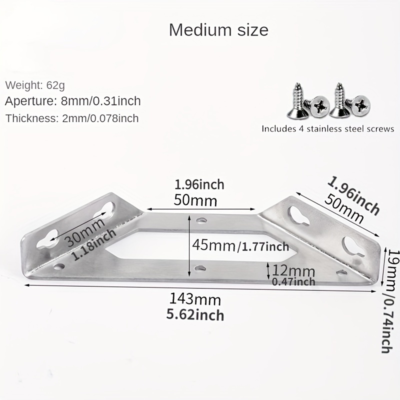 Thickened Corner Code, 3 Sided Fixed Angle Support Frame Multifunctional Fixed Corner Code, Furniture Corner Bracket Connectors Corner Bracket Triangle Bracket