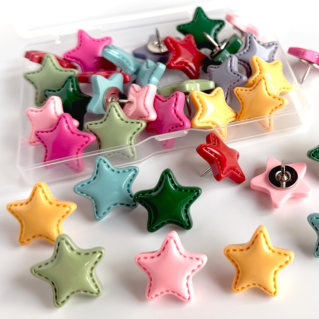 TEMU Decorative Thumb Tacks, Push Pins For Wall And Tacks For Bulletin Board, 24pcs Star-shaped Thumbtacks, Ideal Desk Additions For Office Pushpins,