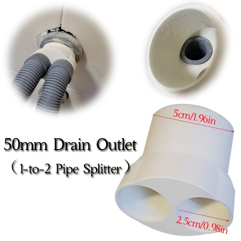 TEMU Raccordo per tubo di scarico da 50mm per lavastoviglie e lavatrice domestica (connettore da 1 a 2 tubi). � un connettore che guida due tubi per