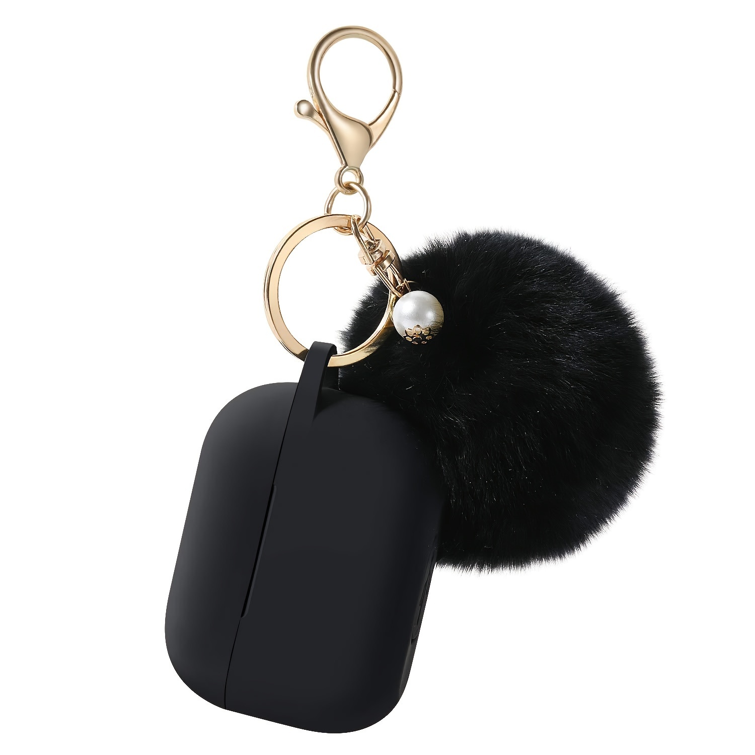 

Silicone Protective Case For Airpods Pro With Fluffy Pom Keychain - Cover Accessories Set