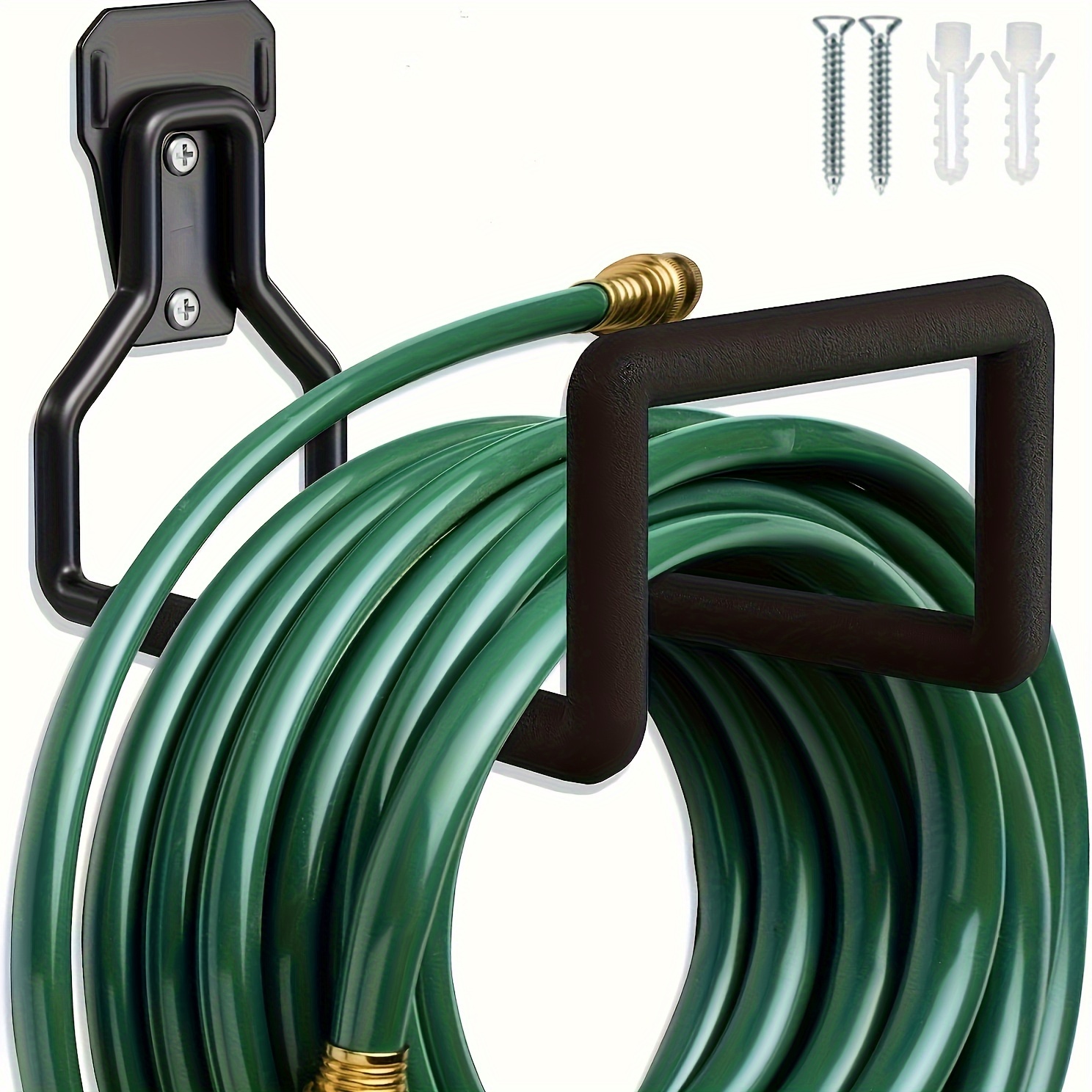 

Heavy-duty Metal Garden Hose Holder - Wall Mounted, No Power Needed, Includes 4 Screws For Easy Installation, Ideal For Expandable & Extension Hoses (black)