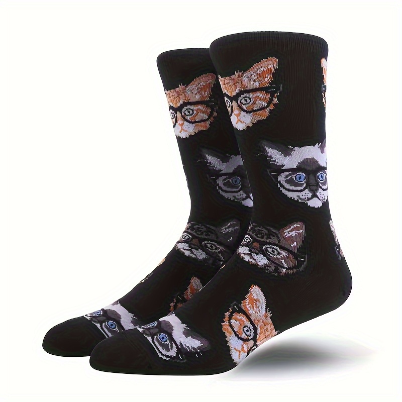 PIROIT Damen-Socken-Set – 5 Paar Blumen-Baumwollsocken In Vintage-Muster, One Size (Schwarz, Weiß, Grau, Blau, Orange)